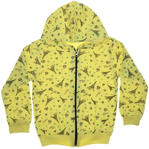 Src 2105 2 İplik Şardonlu Kapşonlu Kız Çocuk Hırka 3-7 Yaş - Sarı