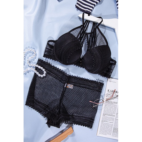 Trend M-2121 Boyundan Bağcıklı Arka Üç İpli Destekli Dantelli Bayan Sütyen Takımı