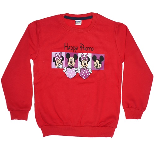 Azranur Minie Mouse Baskılı 2 İp Şardonlu Sıfır Yaka Kız Çocuk Sweat 3-10 Yaş