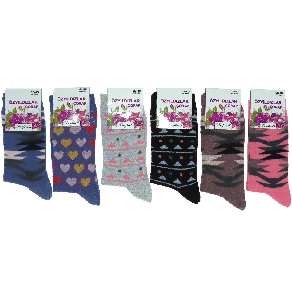 Öz Yıldız Bayan Desenli Likralı Soket Çorap
