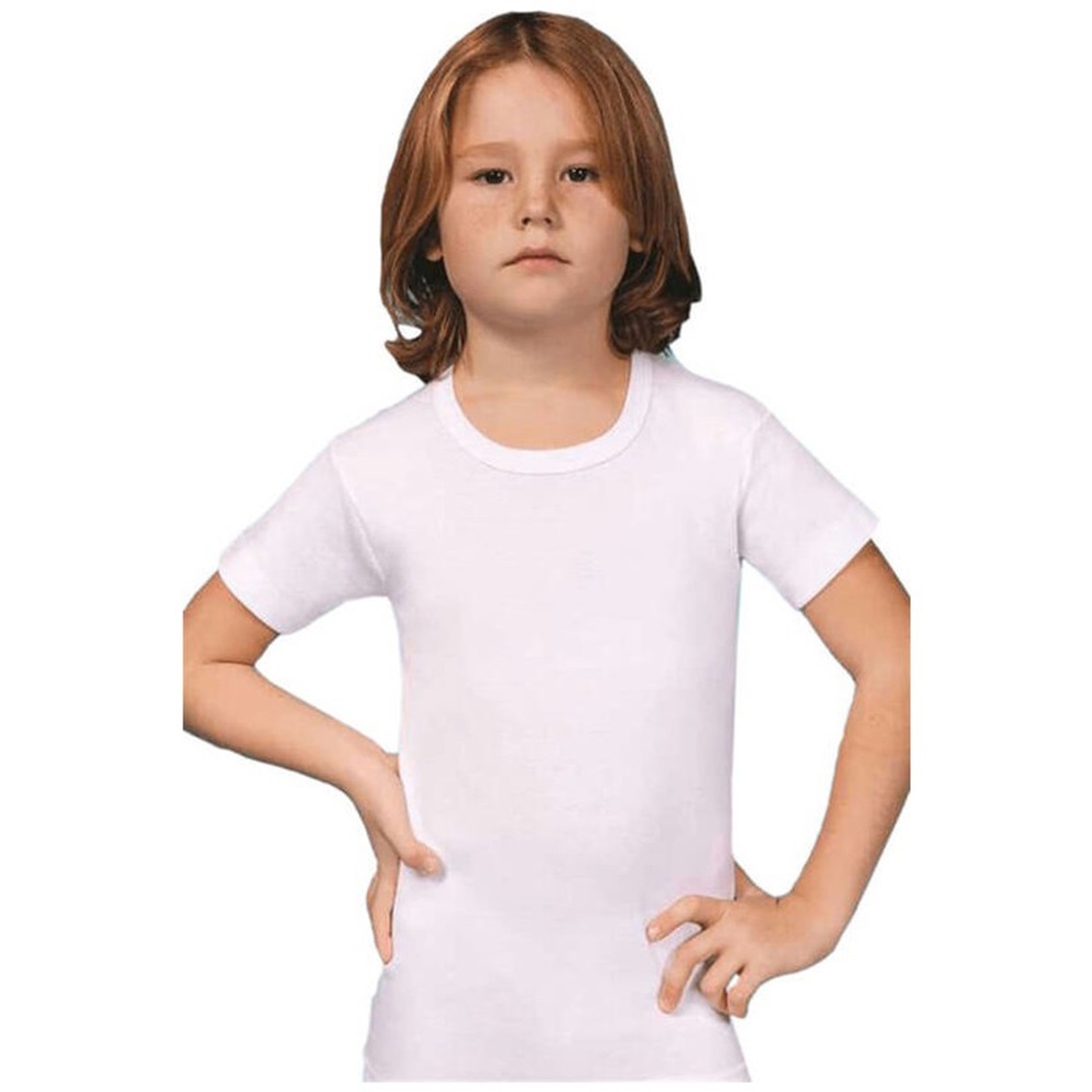 Tutku 0127 Penye Bisiklet Yaka Erkek Çocuk Atlet - Beyaz