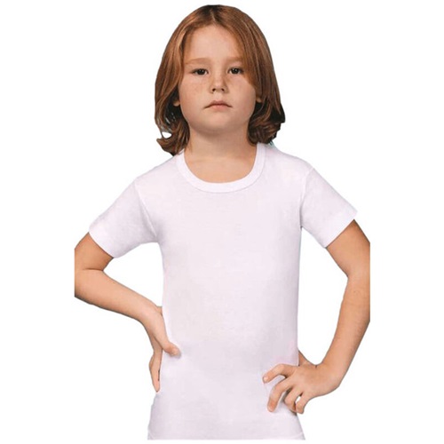 Tutku 0127 Penye Bisiklet Yaka Erkek Çocuk Atlet - Beyaz - 1