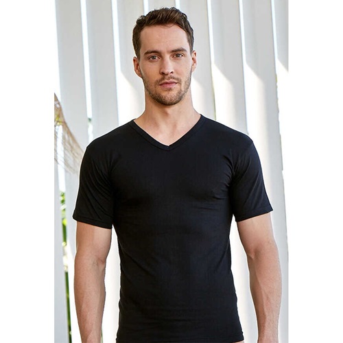 Berrak İç Giyim 1006 V Yaka Kısa kollu Erkek Atlet - Siyah