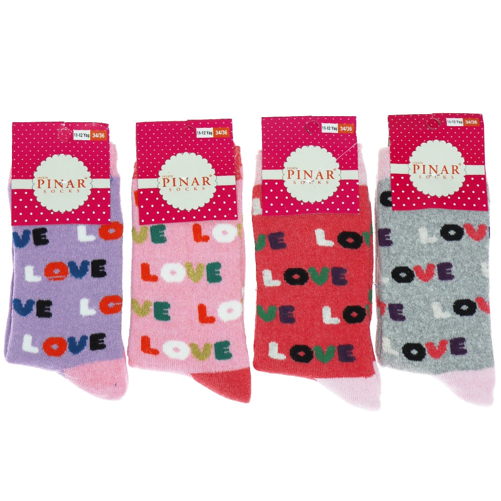 Pınar Kız Çocuk Likralı Havlu Soket Çorap - Karışık Renk - 11-12 YAŞ