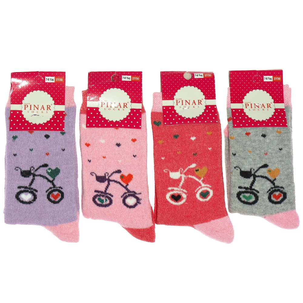 Pınar Kız Çocuk Likralı Havlu Soket Çorap - Karışık Renk - 3-4 YAŞ