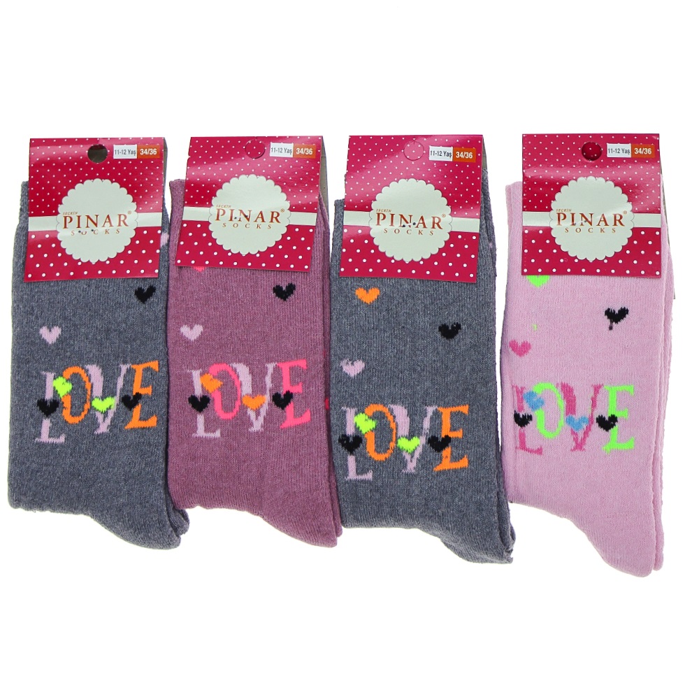 Pınar Kız Çocuk Likralı Havlu Soket Çorap - Karışık Renk - 5-6 YAŞ