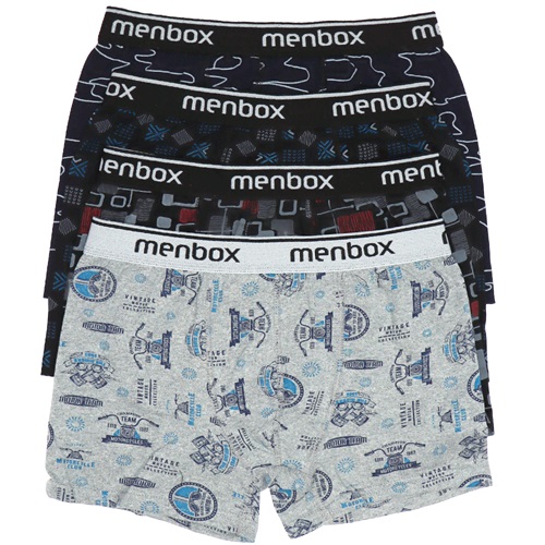 Menbox 1052 Erkek Likralı Desenli Boxer- Karışık Renk - M