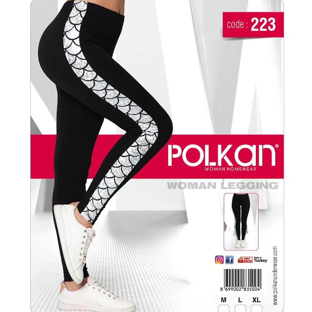 Polkan 223 Yan Parlak Şeritli Likralı Bayan Tayt