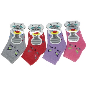 Pınar 0500 Kız Bebe Likralı Havlu Likralı Çorap - Karışık Renk - 1-2 YAŞ
