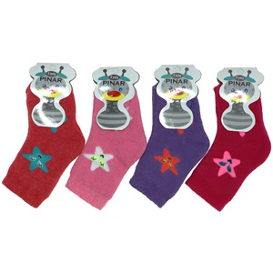 Pınar 0500 Kız Bebe Likralı Havlu Likralı Çorap- Karışık Renk - 3-4 YAŞ