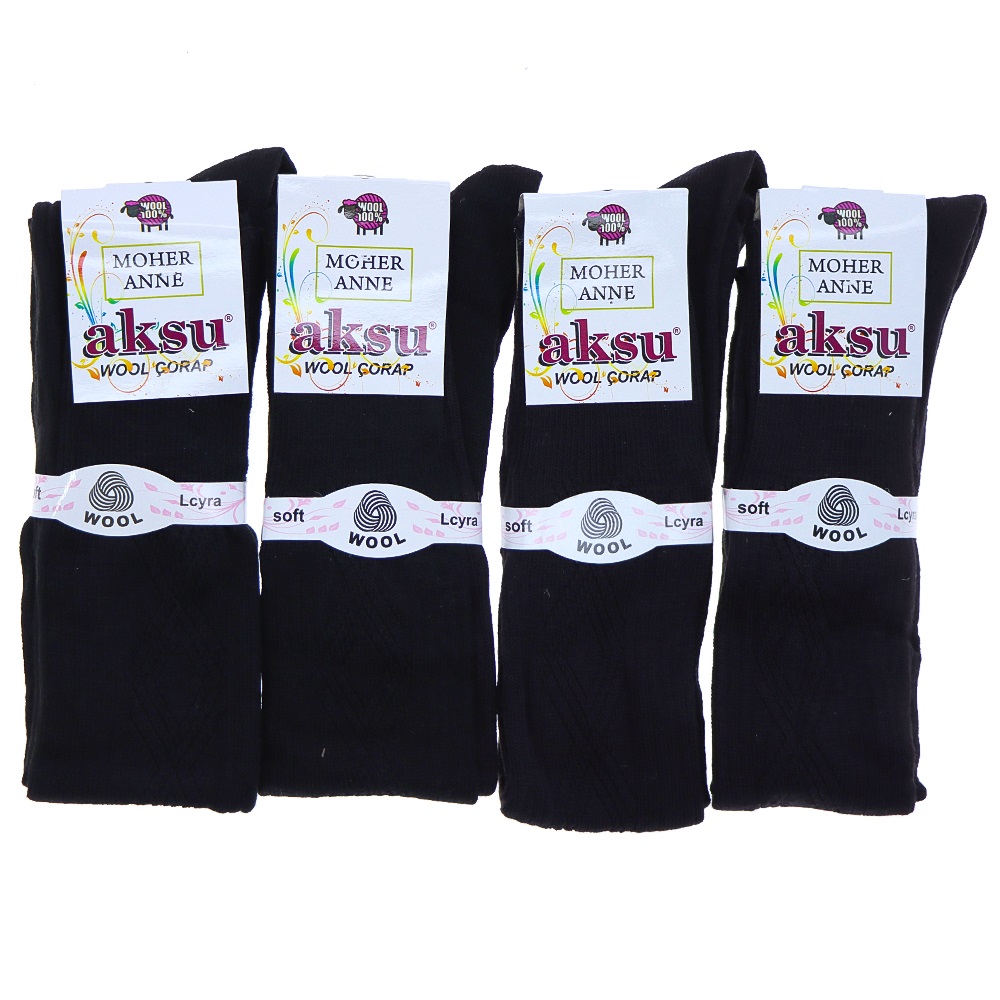 Aksu 0892 Bayan Moher Yün Dizüstü Anne Çorabı - Gri