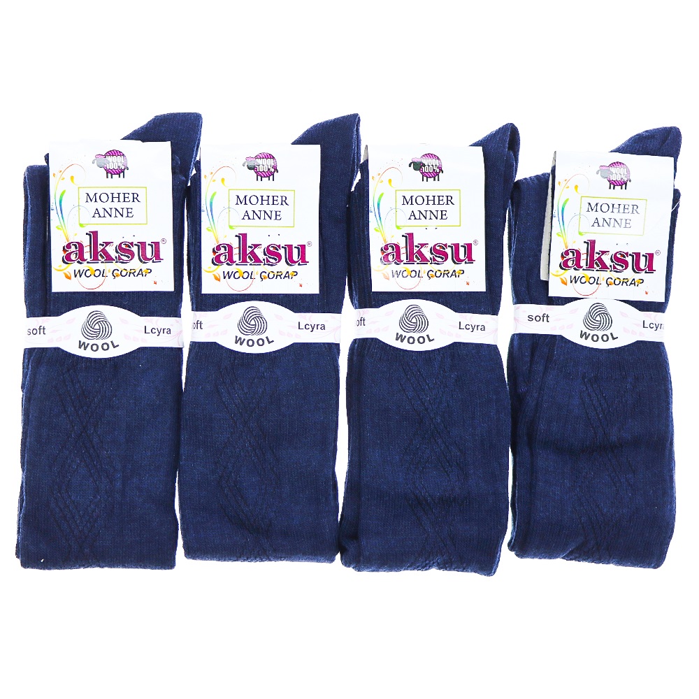 Aksu 0892 Bayan Moher Yün Dizüstü Anne Çorabı - Gri