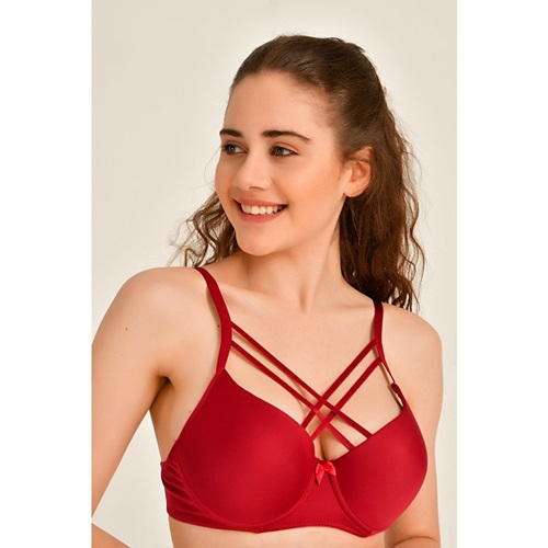 Billiza 1025 Yan Dantelli Çapraz Askı Dolu Sütyen - Pudra - 75-80-85-90