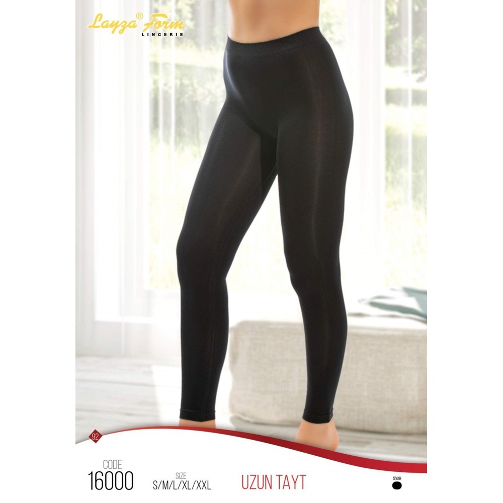 Layza Form 16000 Bayan Dikişsiz İz Yapmaz Likralı Uzun Tayt- Siyah - XL