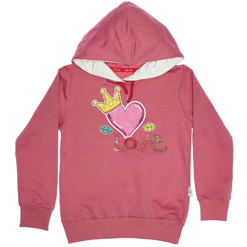 Pandax 014 Love B. Pullu Kapşonlu Kız Çocuk Sweatshirt 5-8 Yaş