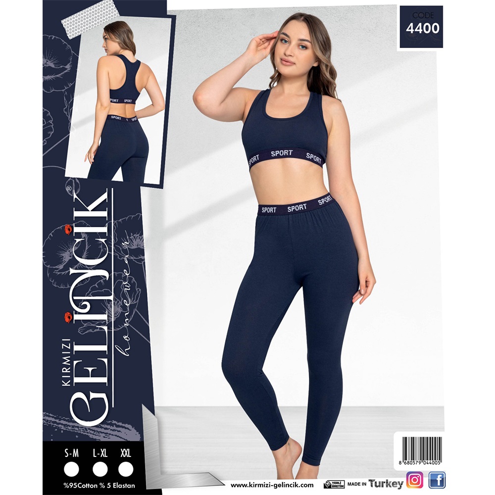 Gelincik 4400 Bayan Penye Likralı Sport Uzun Tayt Takım