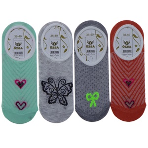 Özsa Desenli Likralı Bayan Babet Çorap - Pembe - PAKET İÇİ TEK RENK