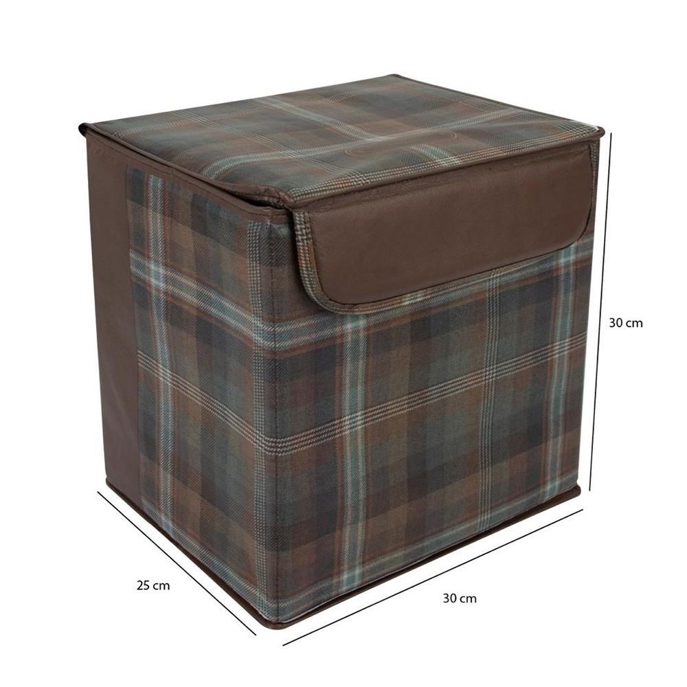 Magic Saver Bag Ekose Saklama Kutusu Kapaklı Hurç 30x30x25 cm