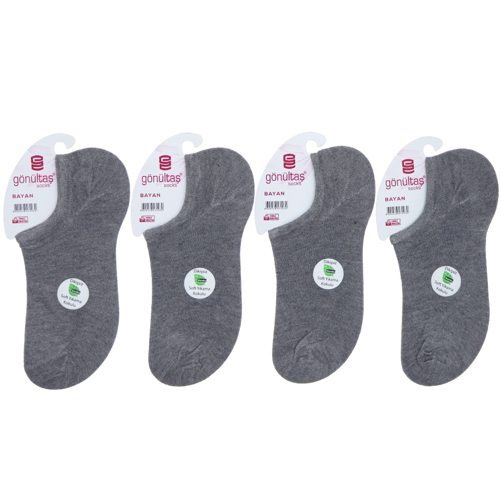 Gönültaş Bayan Bambu Dikişsiz Yıkamalı Sneaker Çorap- Gri