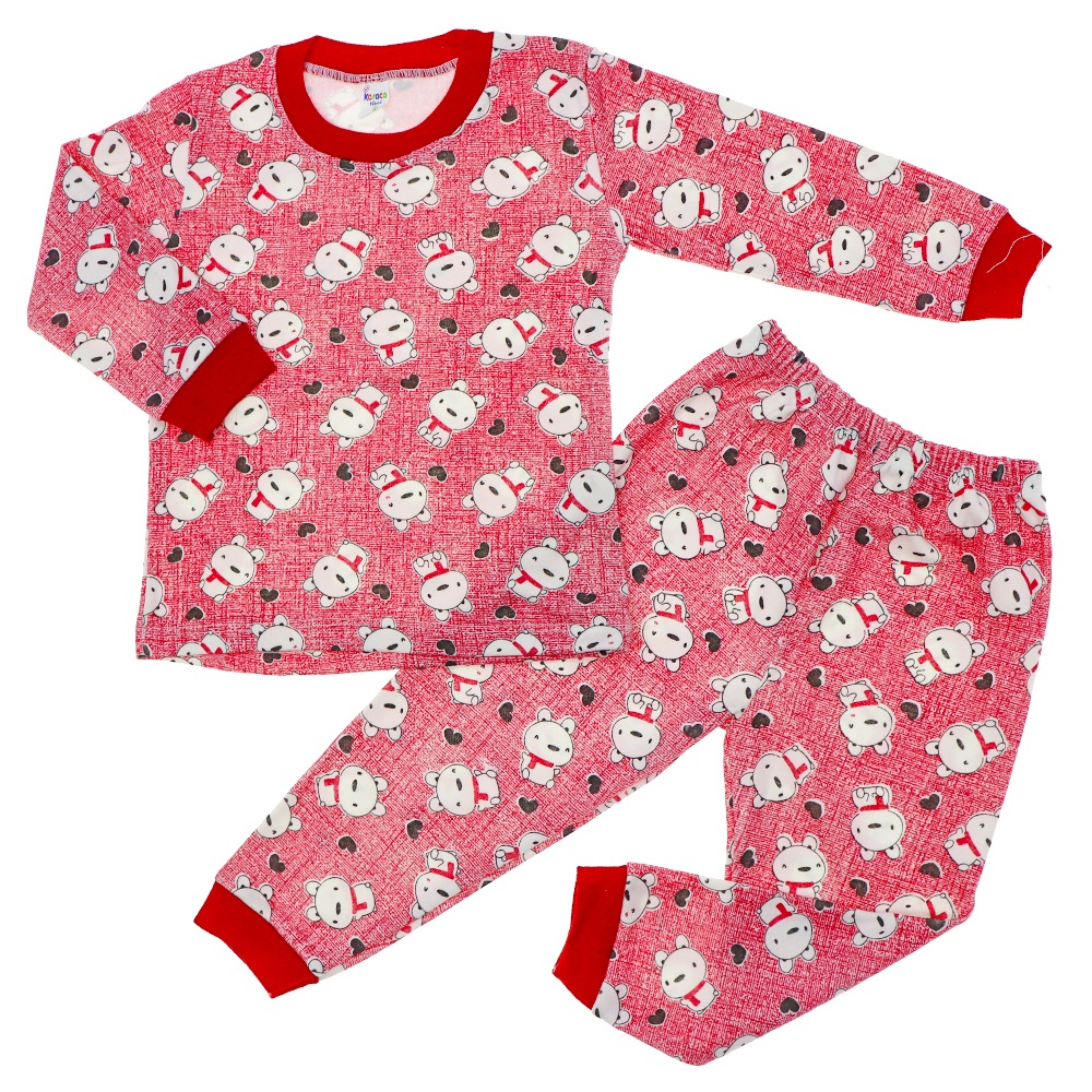 Karaca 202 Çocuk Penye Desenli Pijama Takım 4-5-6 Yaş- Ekru - 4-5-6 YAŞ