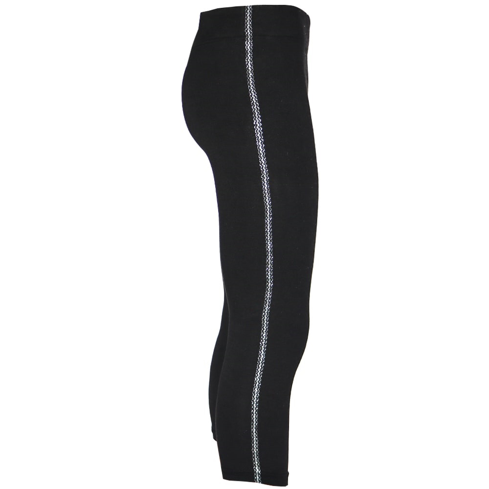 MOS 13-14-15 Bayan Kapri Yan Şerit Desenli Tayt S-M XXL-3XL - Siyah