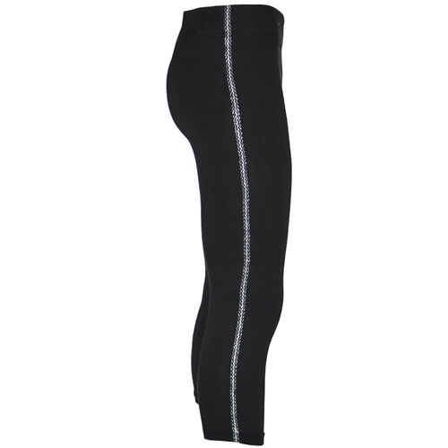 MOS 13-14-15 Bayan Kapri Yan Şerit Desenli Tayt S-M XXL-3XL - Siyah