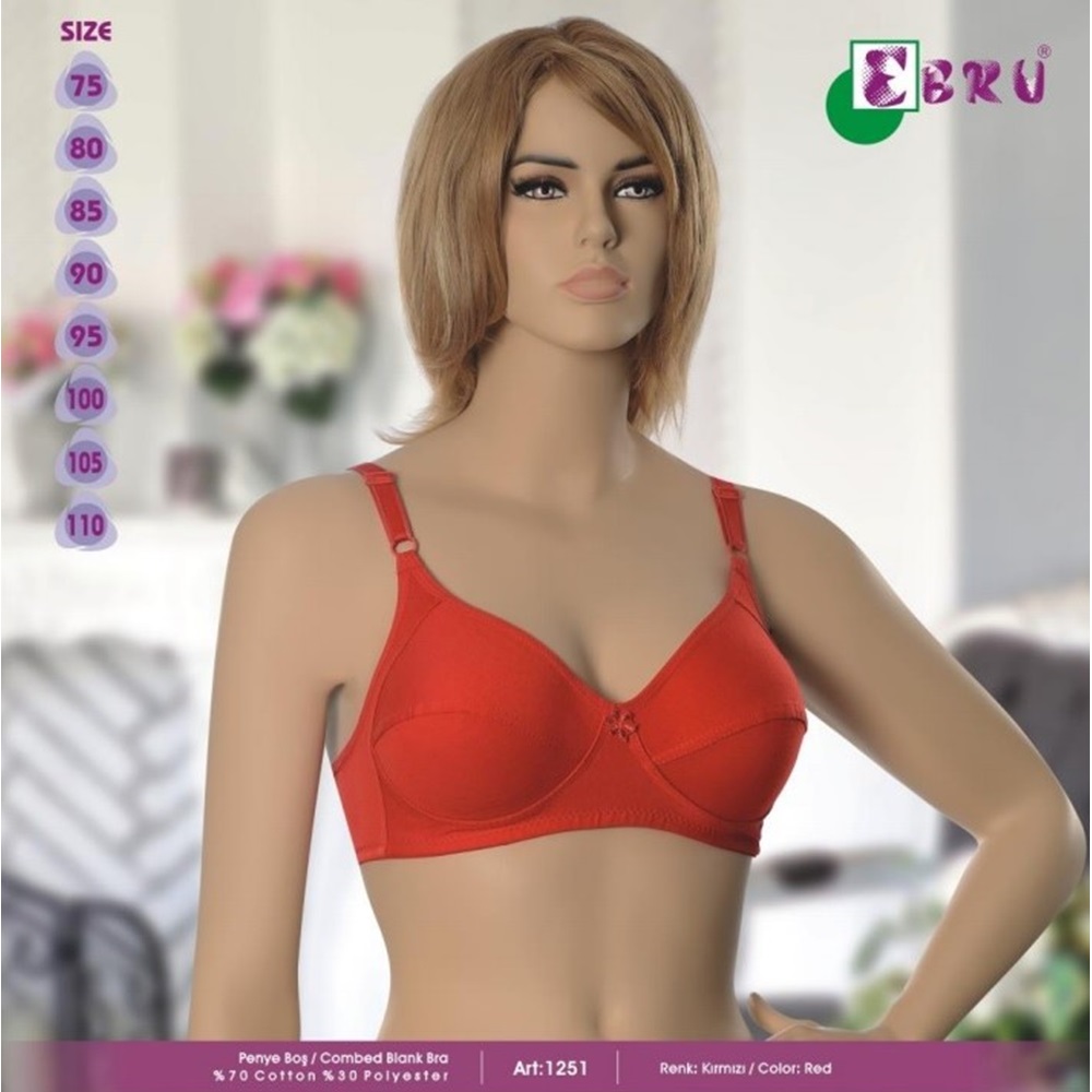 1251 Bayan Penye Boş Sütyen - Kırmızı - 75