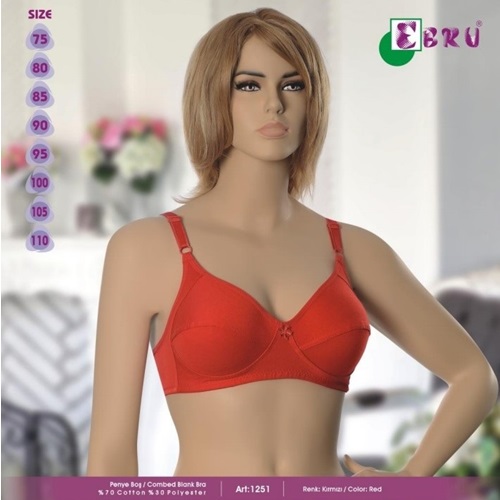 1251 Bayan Penye Boş Sütyen - Kırmızı - 75