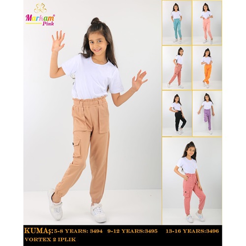 Markam 3496 2 İp Y. Bel Y. Cep Körüklü Kız Çocuk Pantolon 13-16 Yaş - Lila