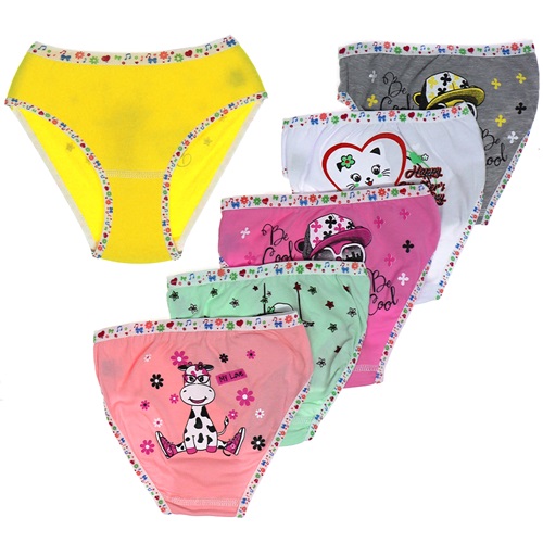 Tutku 0833 Likralı Elestan Arkası Baskılı Kız Çocuk Külot - Karışık Renk