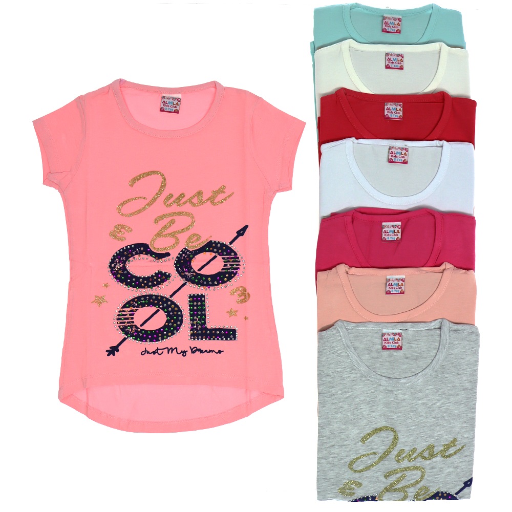 Almila 1874 Cool Baskılı Kız Çocuk Tişört 5-8 Yaş