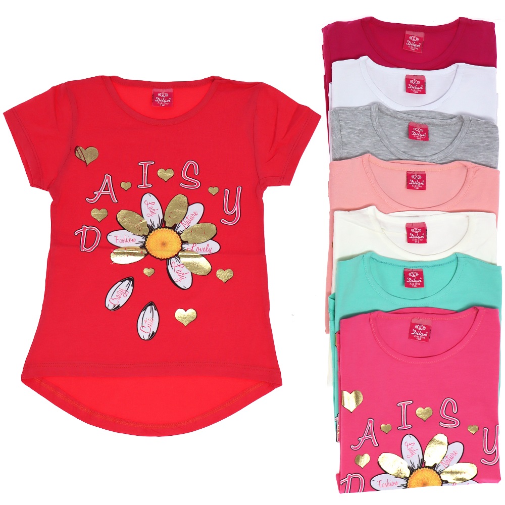 Dilan 353 Papatya Baskılı Kız Çocuk Tişört 1-4 Yaş