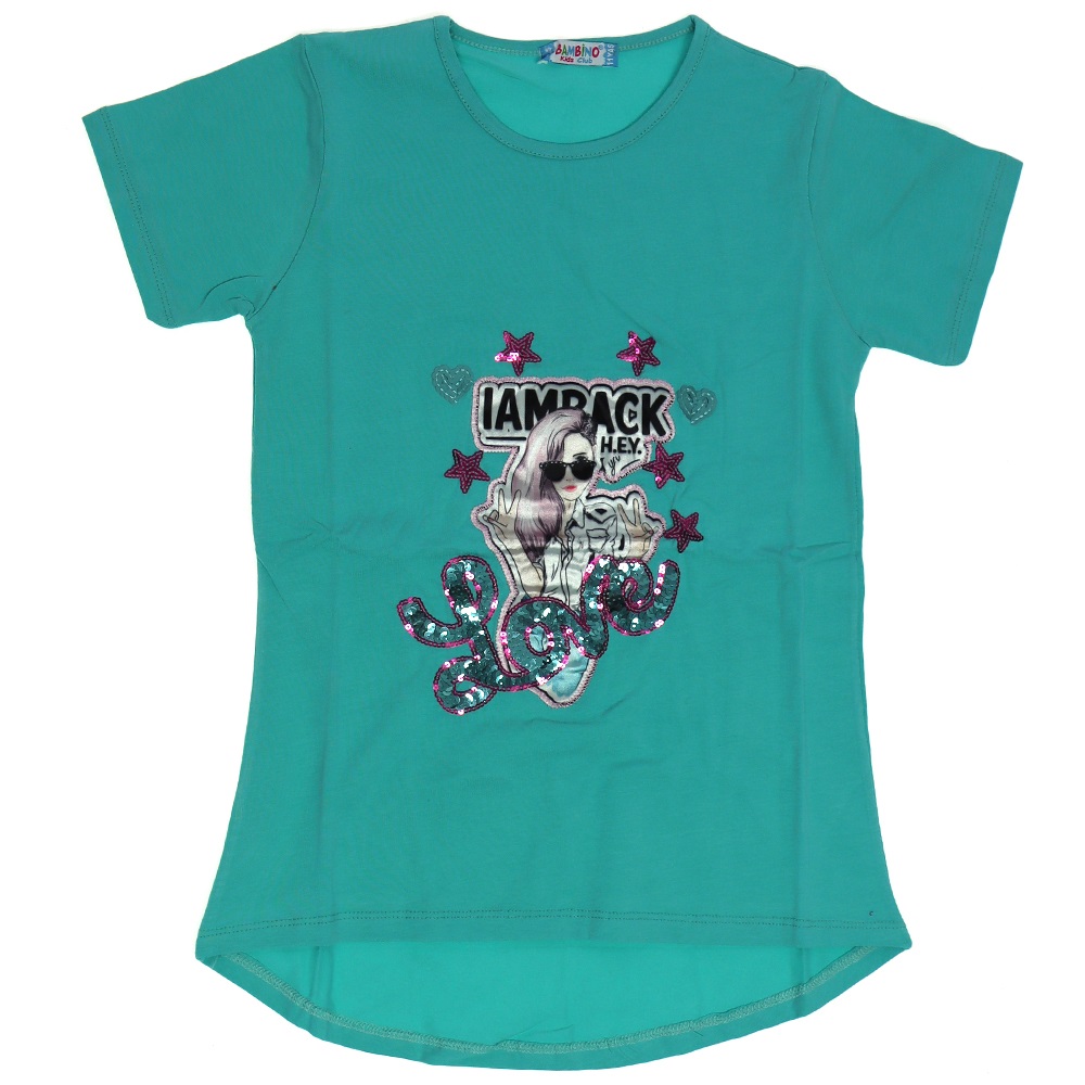 Bambino Gözlüklü Kız Baskılı Kız Çocuk Tişört 9-12 Yaş