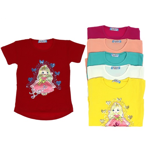 Bambino Prenses Kız Baskılı Kız Çocuk Tişört 1-4 Yaş