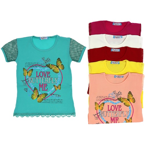Bambino Love Butterfly Baskılı Kız Çocuk Tişört 1-4 Yaş
