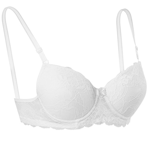 Ebru 1104 Silikonlu Dantelli Boş Dolgusuz Bayan Sütyen 75-95 - Beyaz