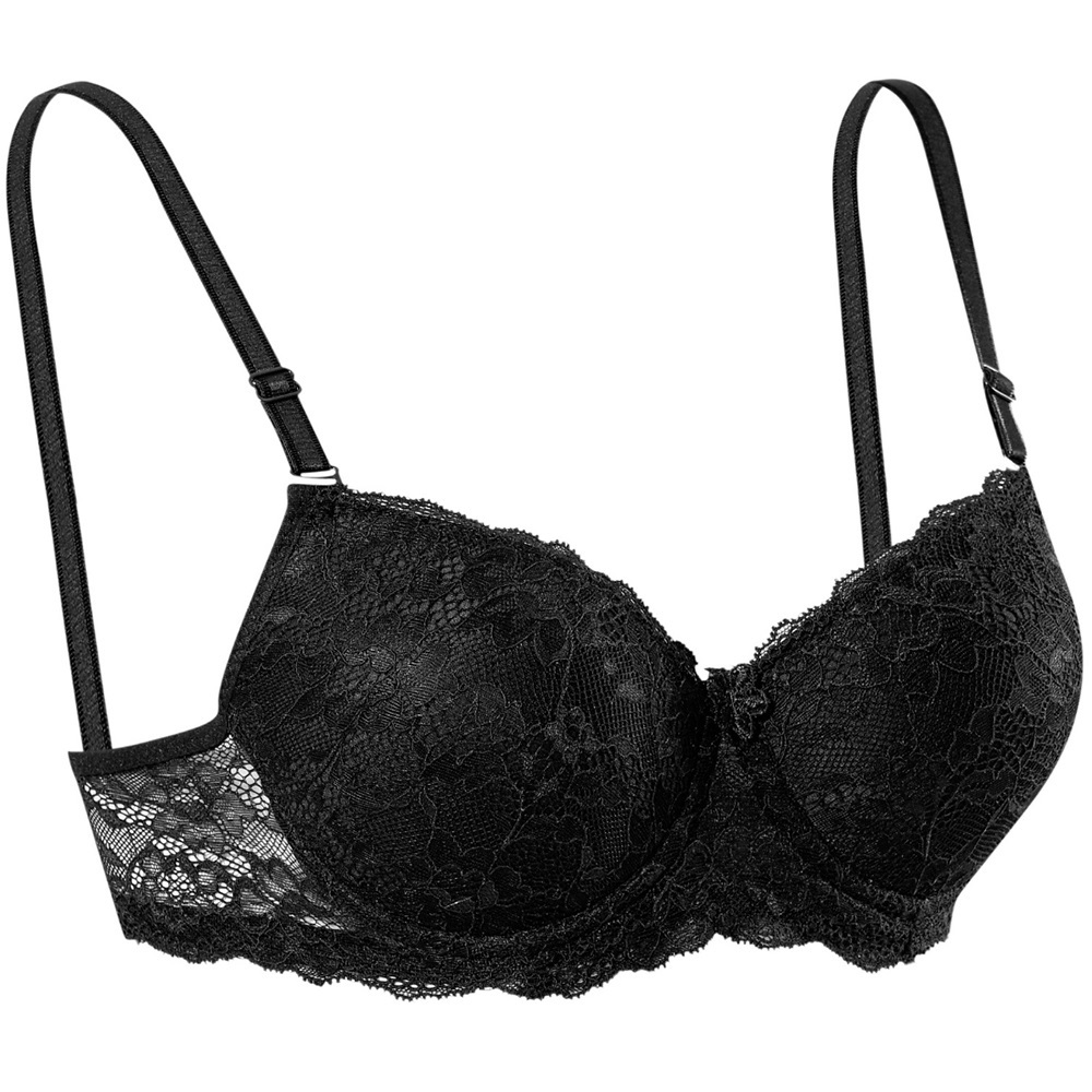 Ebru 1104 Silikonlu Dantelli Boş Dolgusuz Bayan Sütyen 75-95 - Siyah
