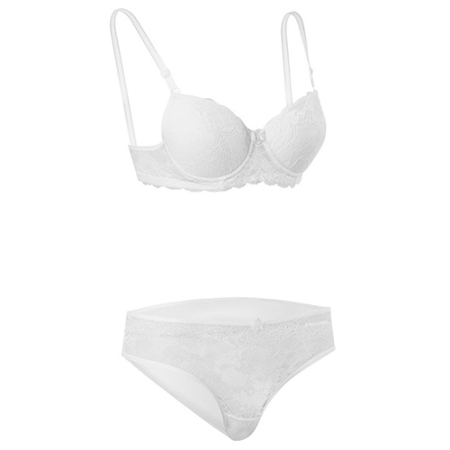 Ebru 8004 Slikonlu Boş Dantelli Bayan Sütyen Takım 75-95 - Beyaz
