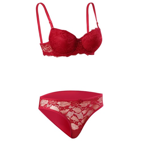 Ebru 8004 Slikonlu Boş Dantelli Bayan Sütyen Takım 75-95 - Bordo