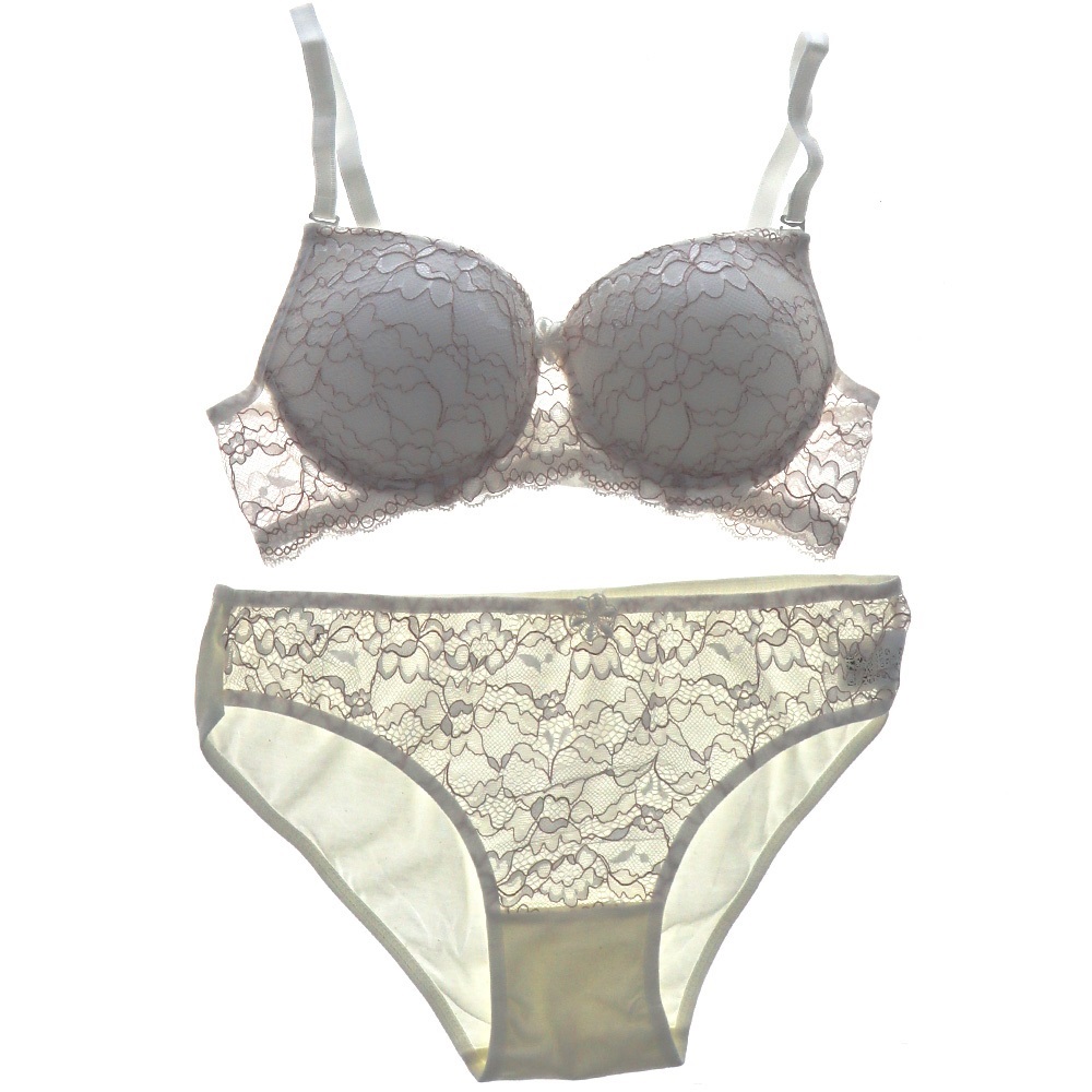 Ebru 8054 Slikonlu Dolu Dantelli Bayan Sütyen Takım 75-90 - Ekru