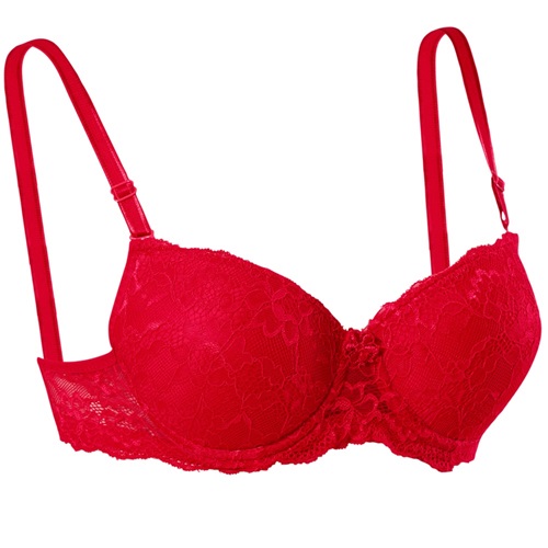 Ebru 1154 Bayan Slikonlu Dolgulu Dantelli Sütyen 75-90 - Kırmızı
