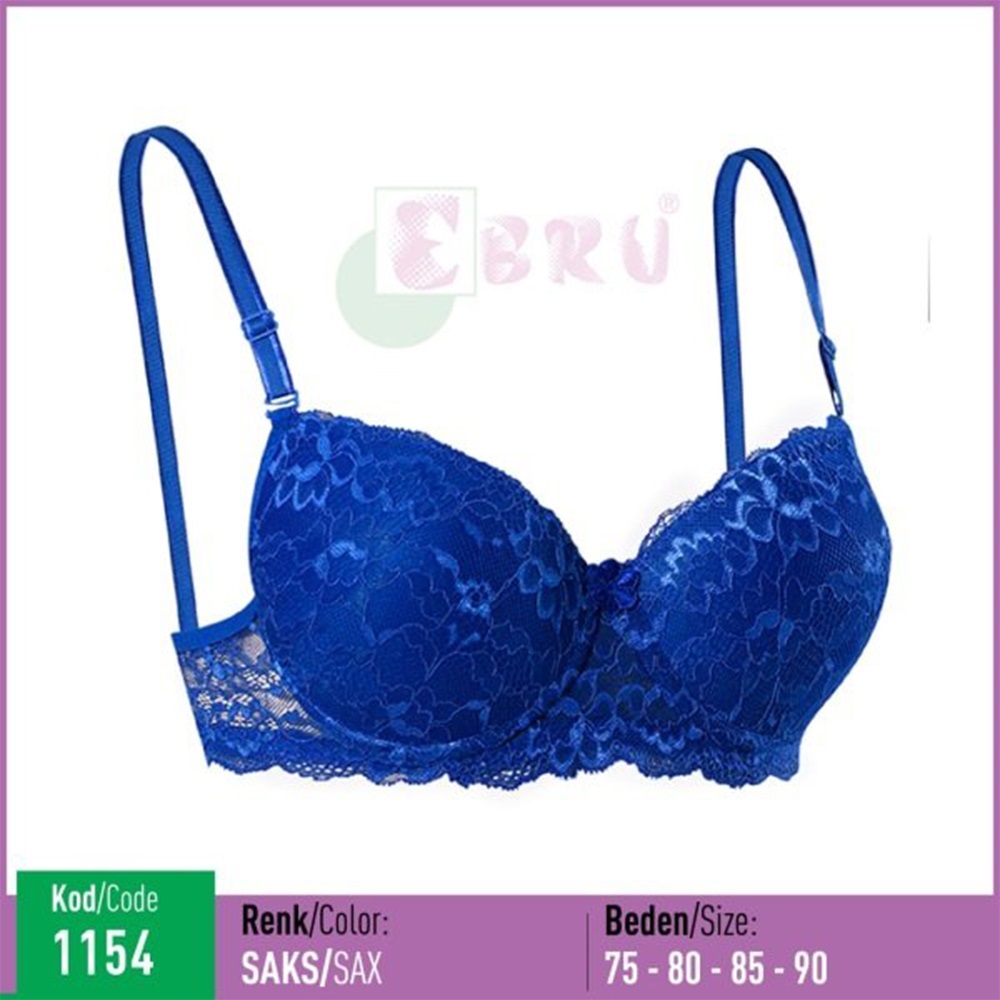 Ebru 1154 Bayan Slikonlu Dolgulu Dantelli Sütyen 75-90 - Mürdüm - 75-80-85-90