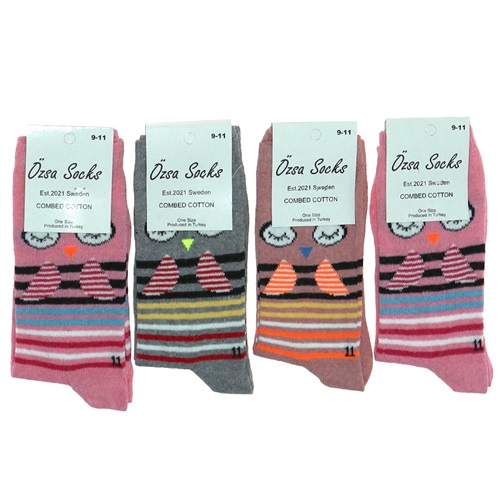 Özsa 3544 Likralı Desenli Kız Çocuk Soket Çorap - Karışık Renk