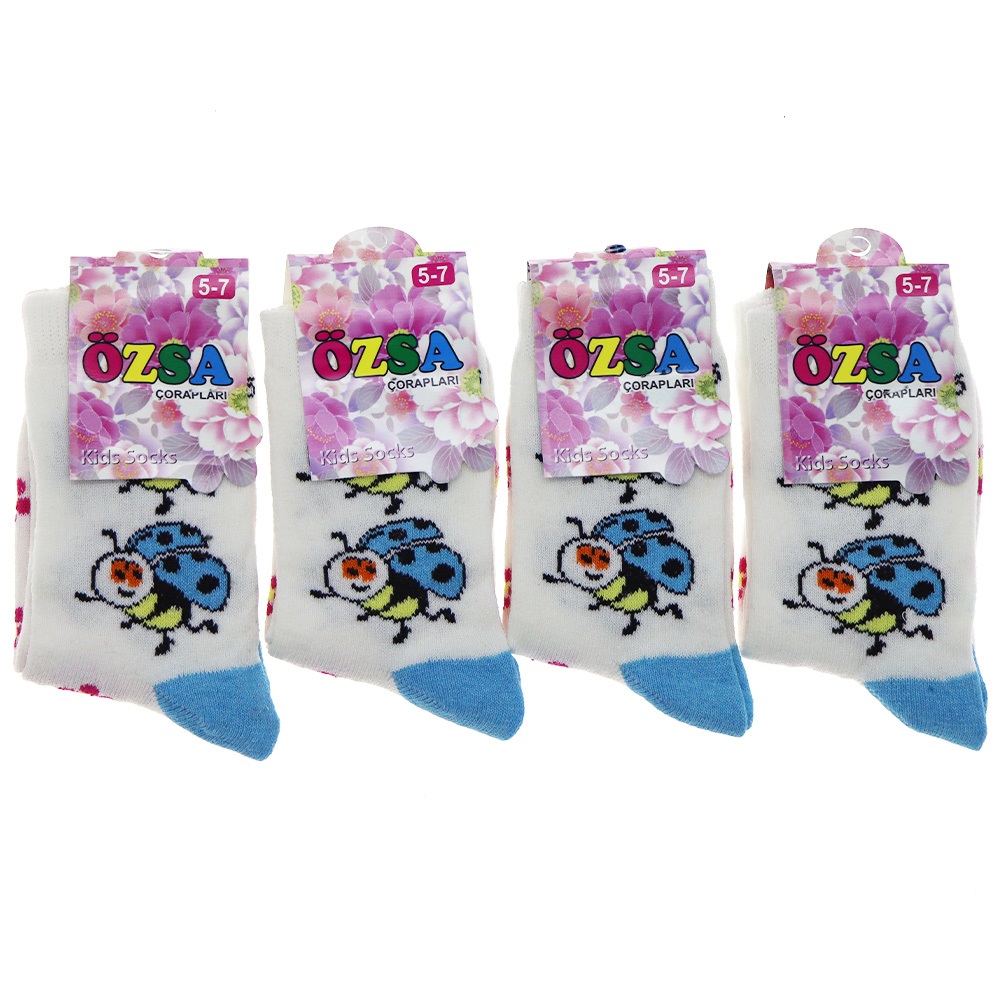 Özsa 3544 Likralı Desenli Kız Çocuk Soket Çorap - Karışık Renk - 10-12 YAŞ