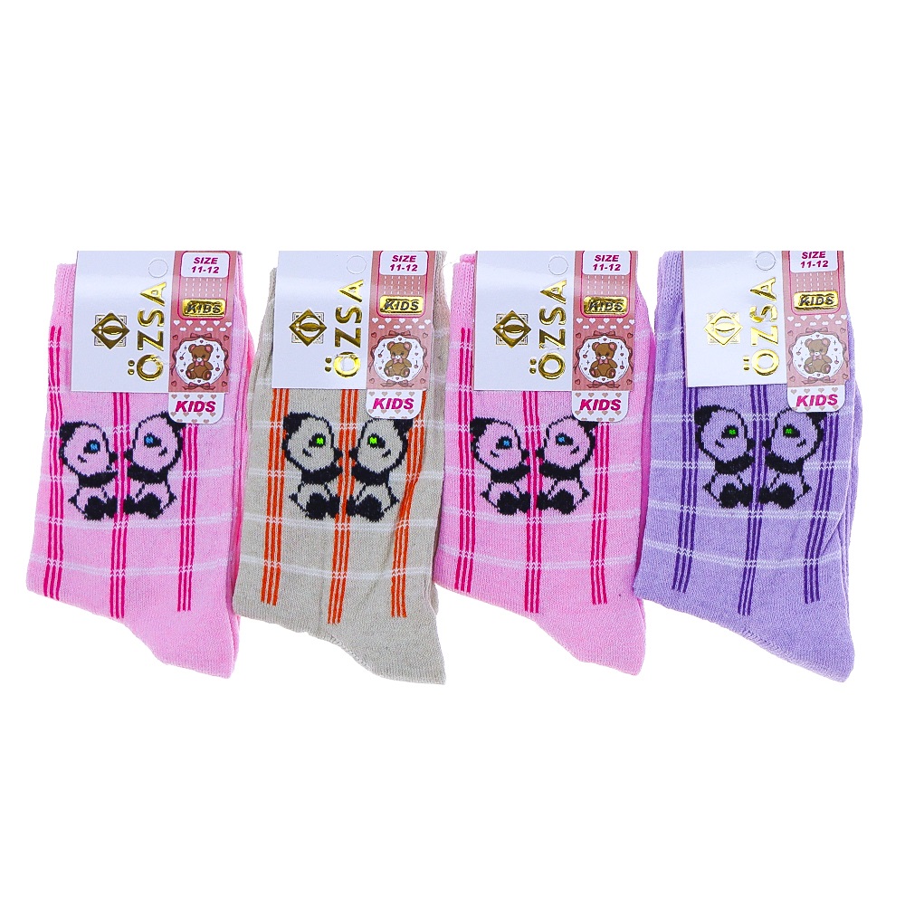 Özsa 3544 Likralı Desenli Kız Çocuk Soket Çorap - Karışık Renk - 10-12 YAŞ