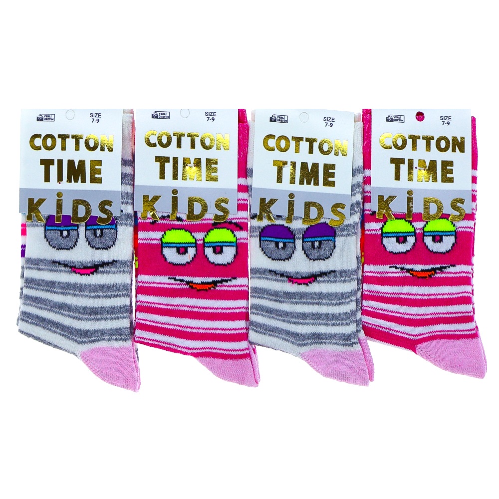 Özsa 3544 Likralı Desenli Kız Çocuk Soket Çorap - Karışık Renk - 10-12 YAŞ