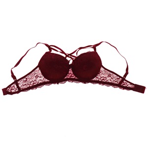 Ebru 1111 Silikonlu Boş Danteli Çapraz Askılı Bayan Sütyen 80-95 - Bordo