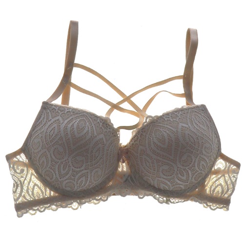 Ebru 1111 Slikonlu Boş Danteli Çapraz Askılı Bayan Sütyen 80-95 - Ten