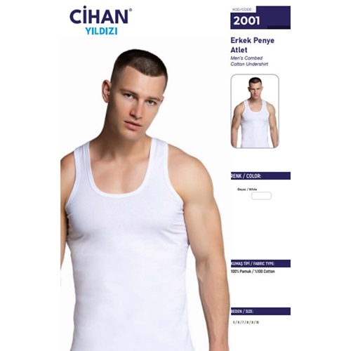 Cihan 2001 Erkek Penye Atlet 12 Li - Beyaz - 9