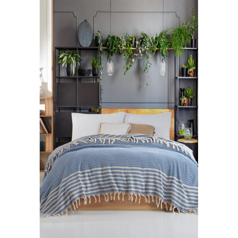 Mıcroll Çift kişilik Hasır Zigzak Pike Örtü 200x230 cm